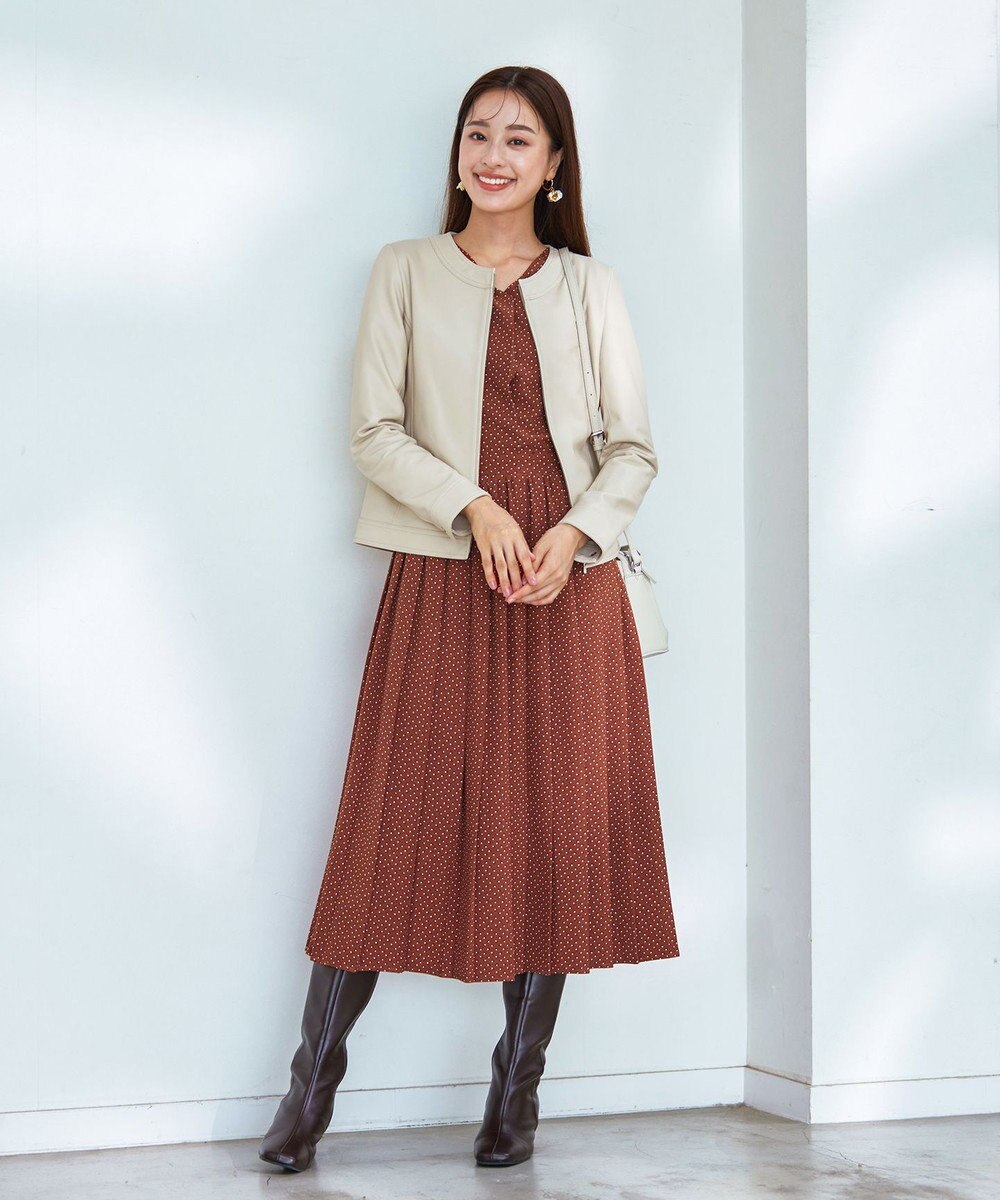 Tiaclasse L 【本革】ノーカラーシープレザージャケット 