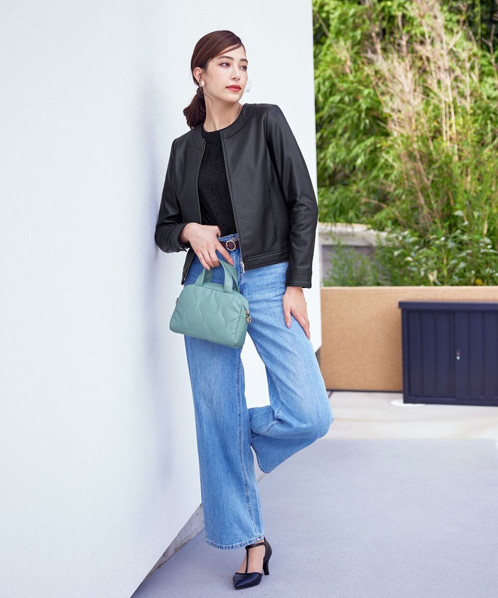 Tiaclasse L 【本革】ノーカラーシープレザージャケット 