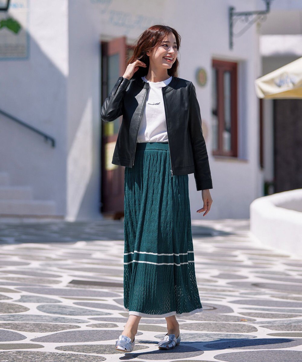 Tiaclasse L 【本革】ノーカラーシープレザージャケット 