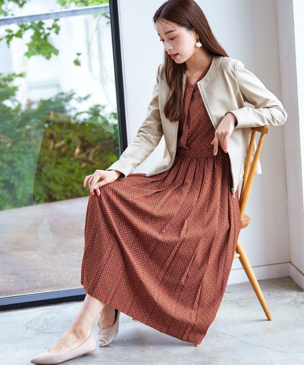 Tiaclasse L 【本革】ノーカラーシープレザージャケット 