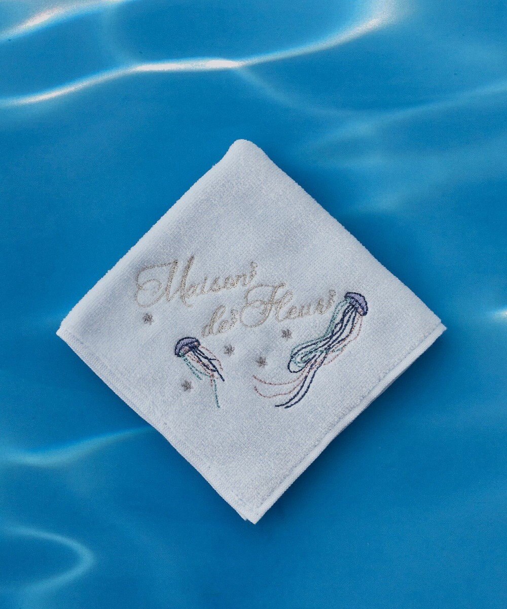 Maison de FLEUR ジェリーフィッシュ刺繍タオルハンカチ 