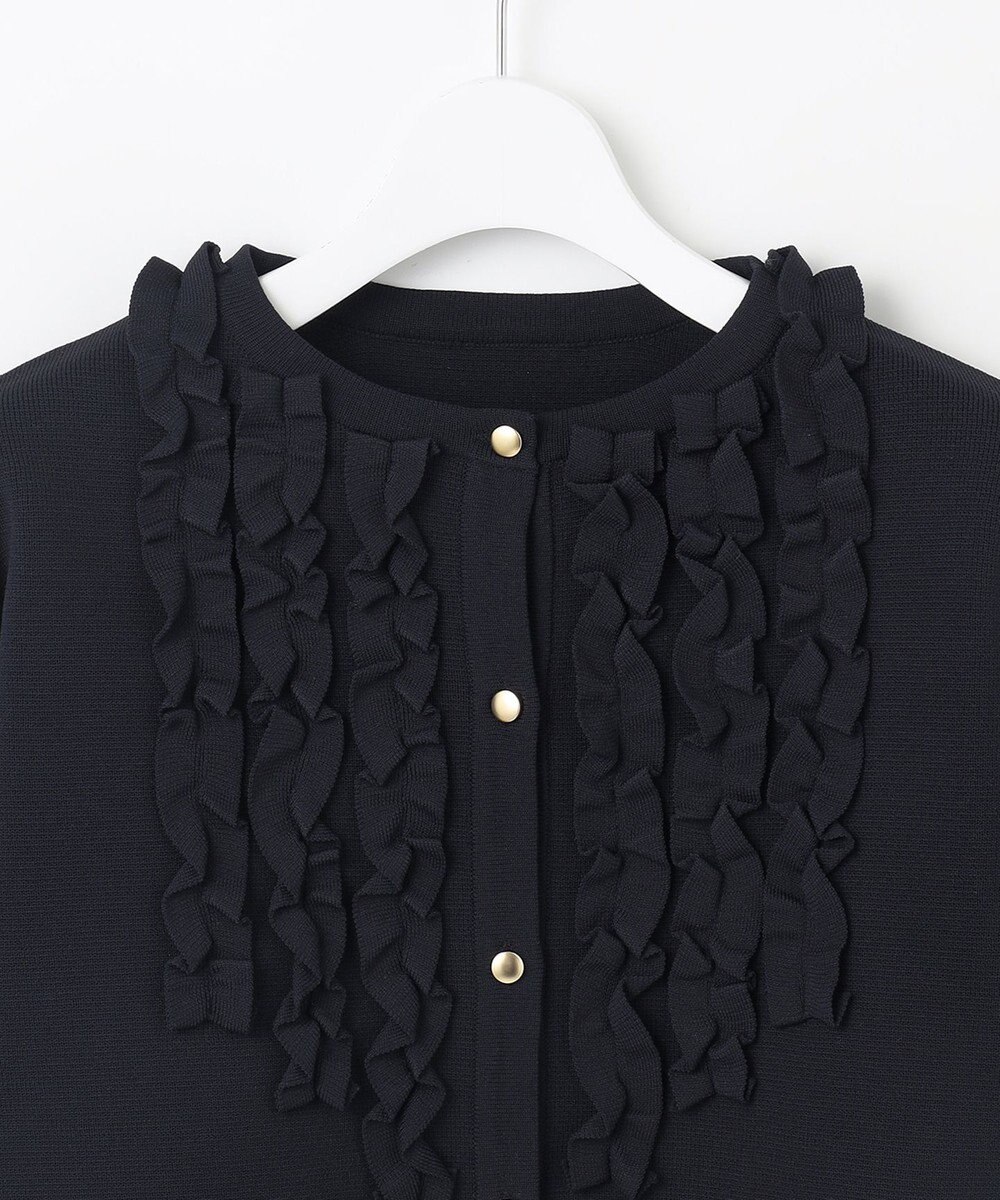 Feroux 【洗える】パフスリーブフリル ニットセットアップ 