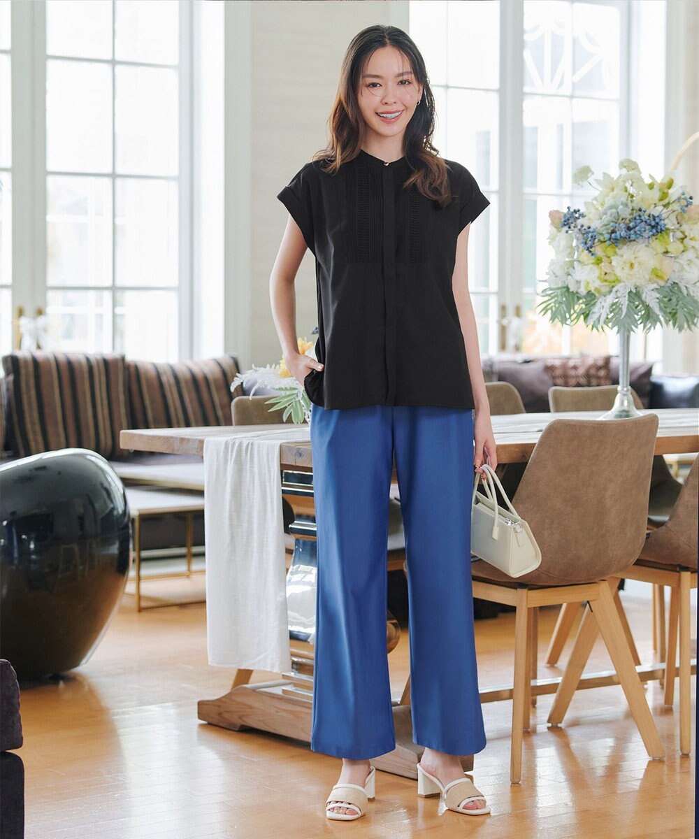 Tiaclasse 【日本製・新色追加・洗える・ストレッチ】エアシルキーワイドパンツ 