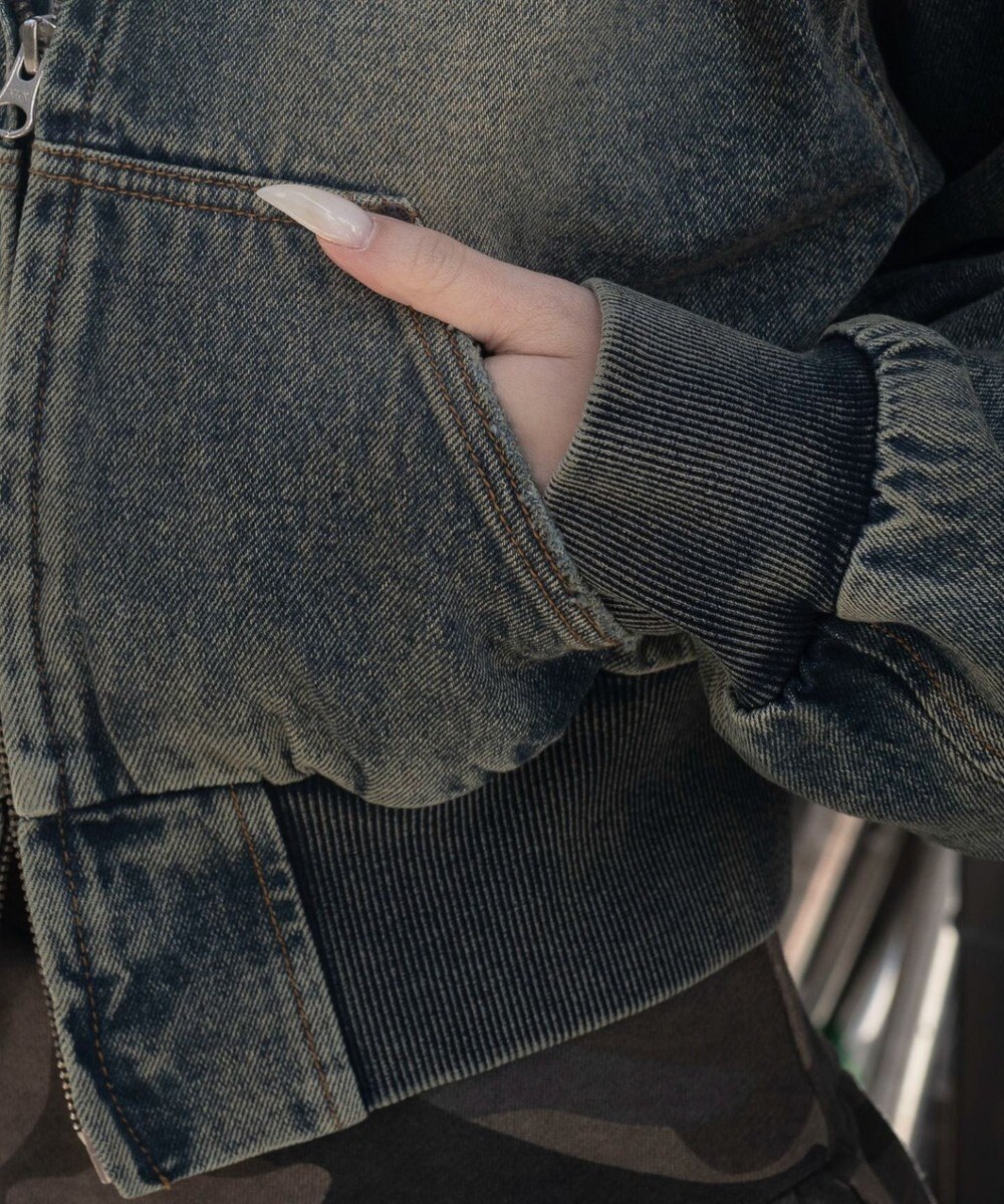 WEGO デニムショートフードブルゾン 