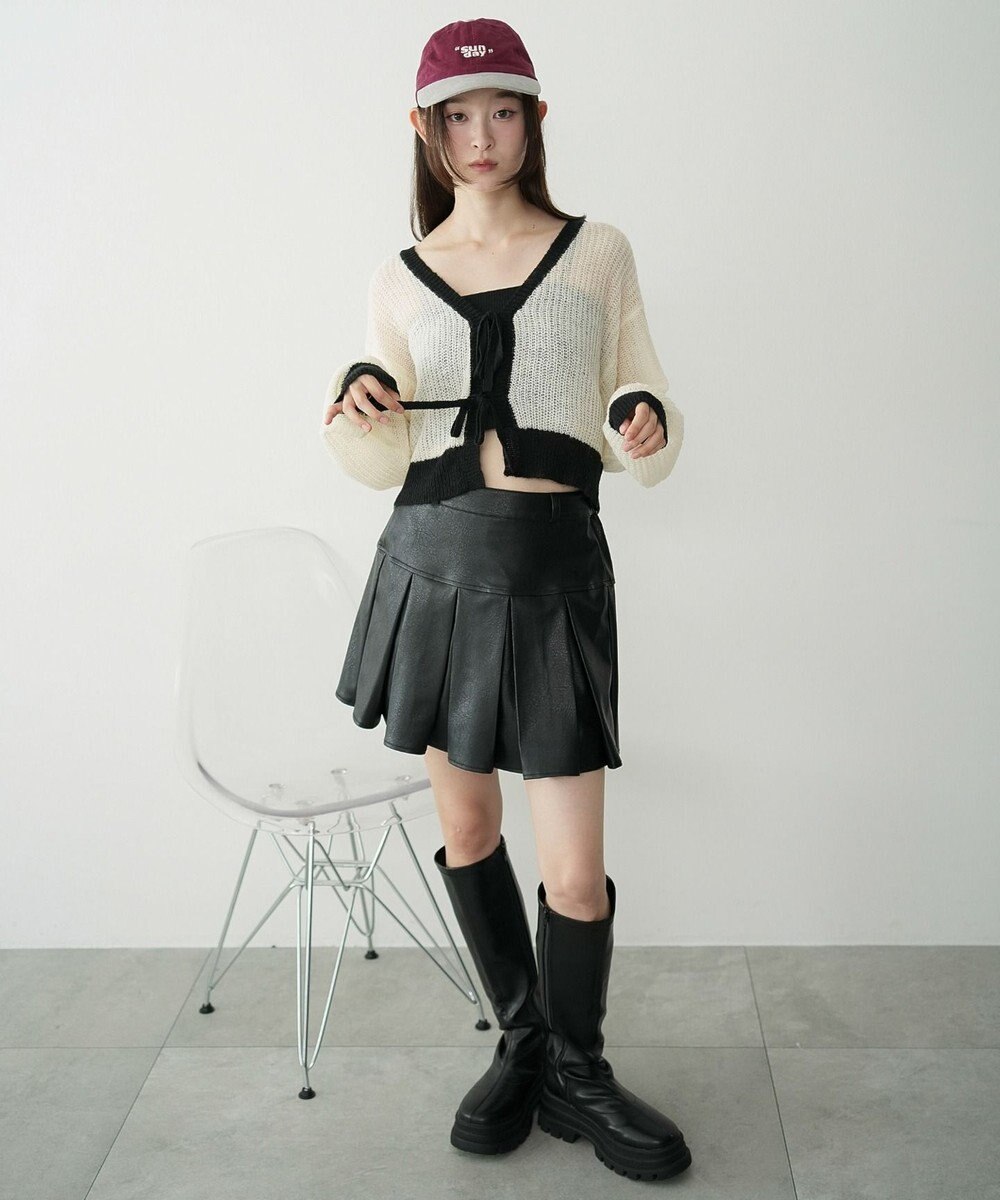 WEGO 【25年秋冬新作】モヘアタッチ2WAYリボンカーデ 