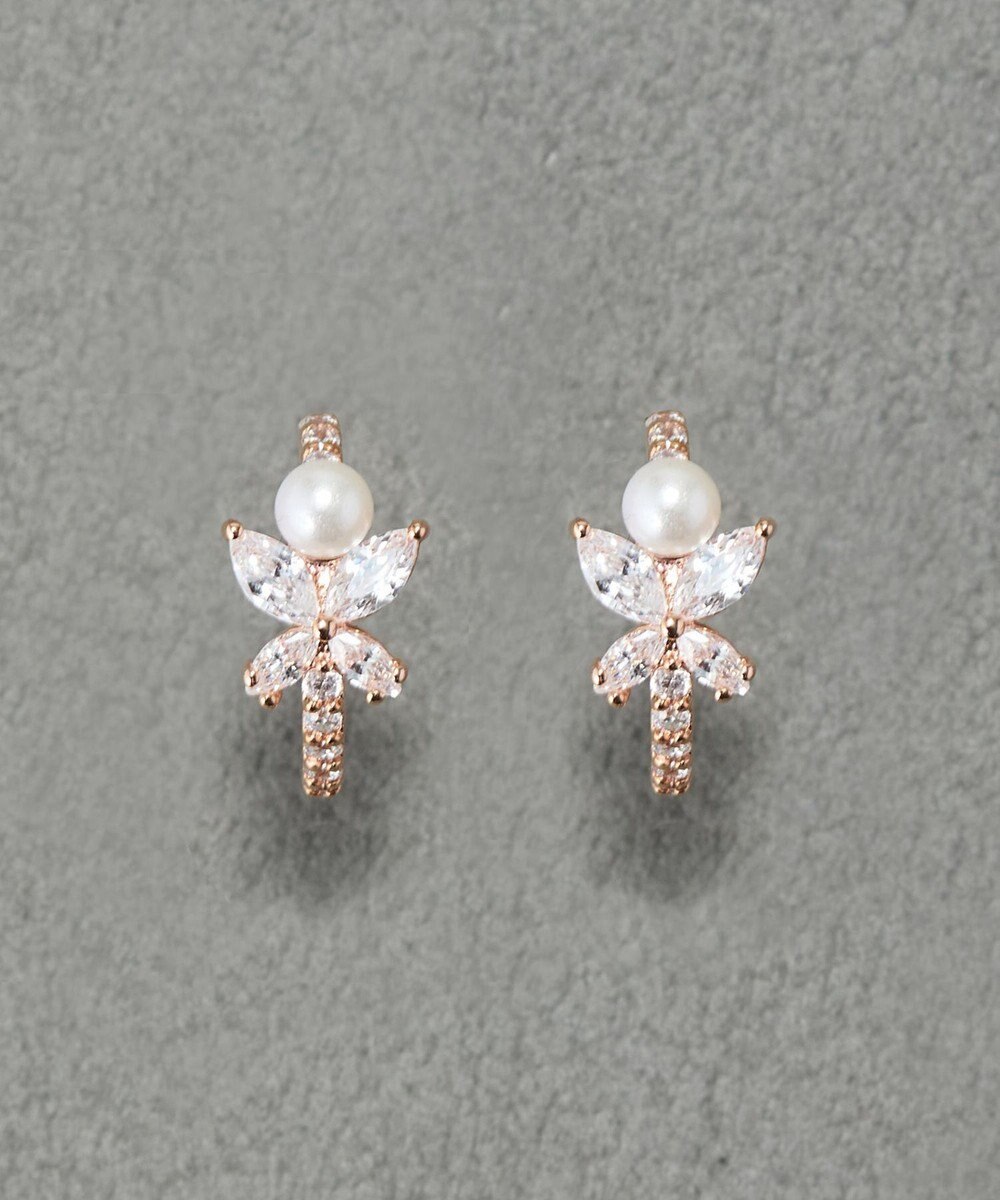 Phoebe ロマンティックビジューバタフライフープピアス　ローズゴールド 