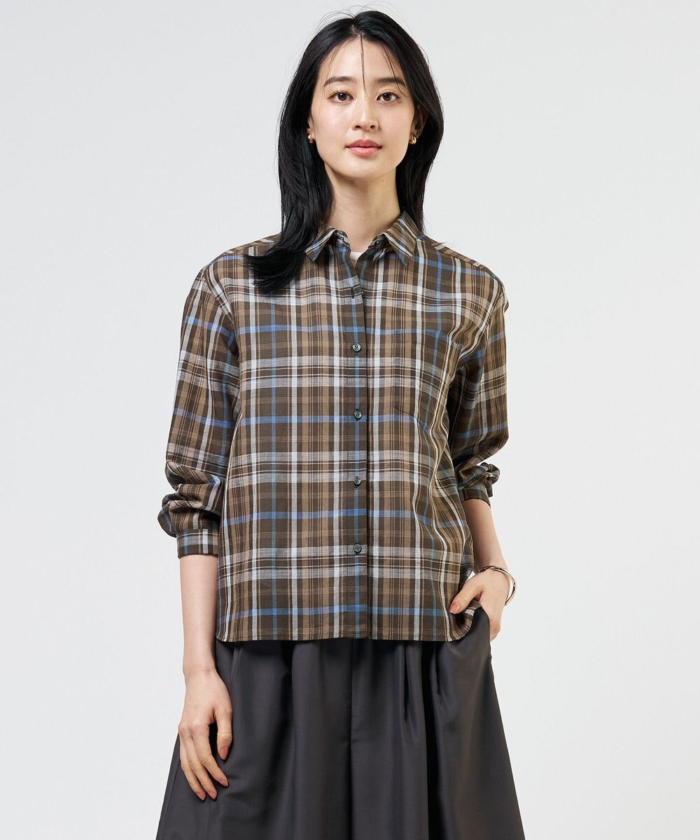 J.PRESS LADIES S コットンリネン Light マドラスチェック シャツ 