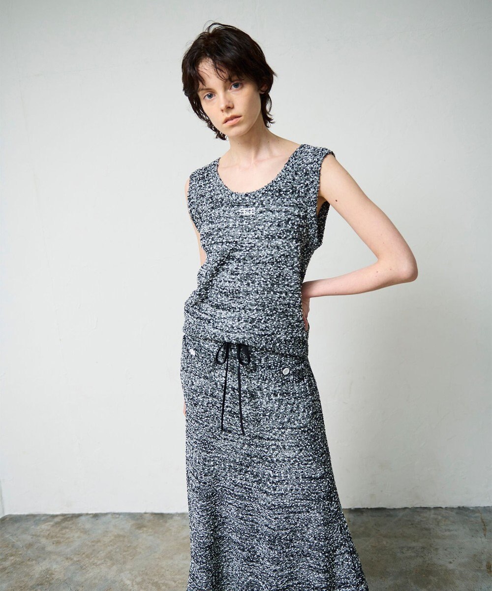 GRACE CONTINENTAL ネップツイードニットノースリーブ 