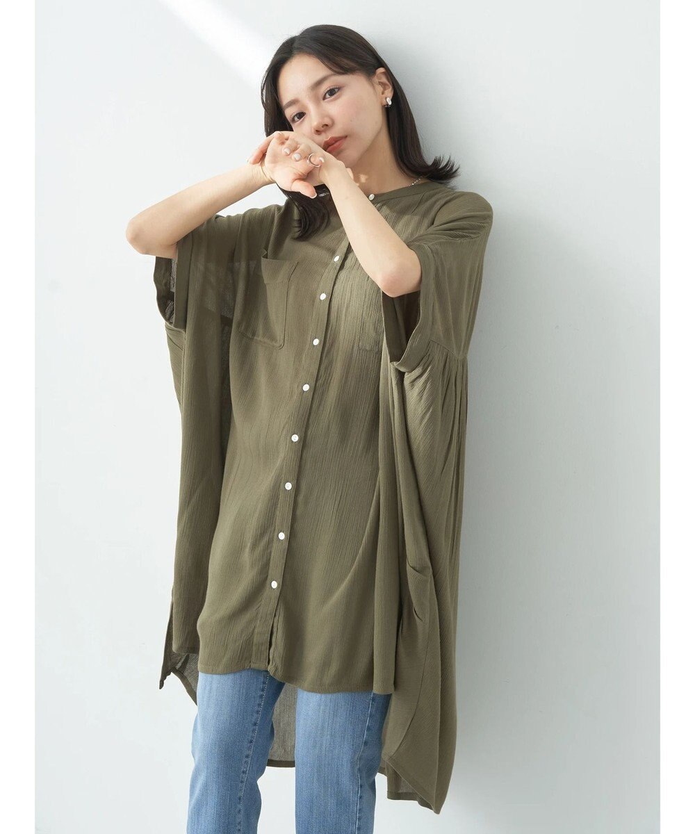 earth music&ecology レーヨンポケットシャツチュニック 