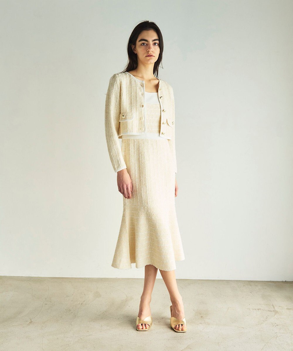 GRACE CONTINENTAL ツイードショートニットカーディガン 