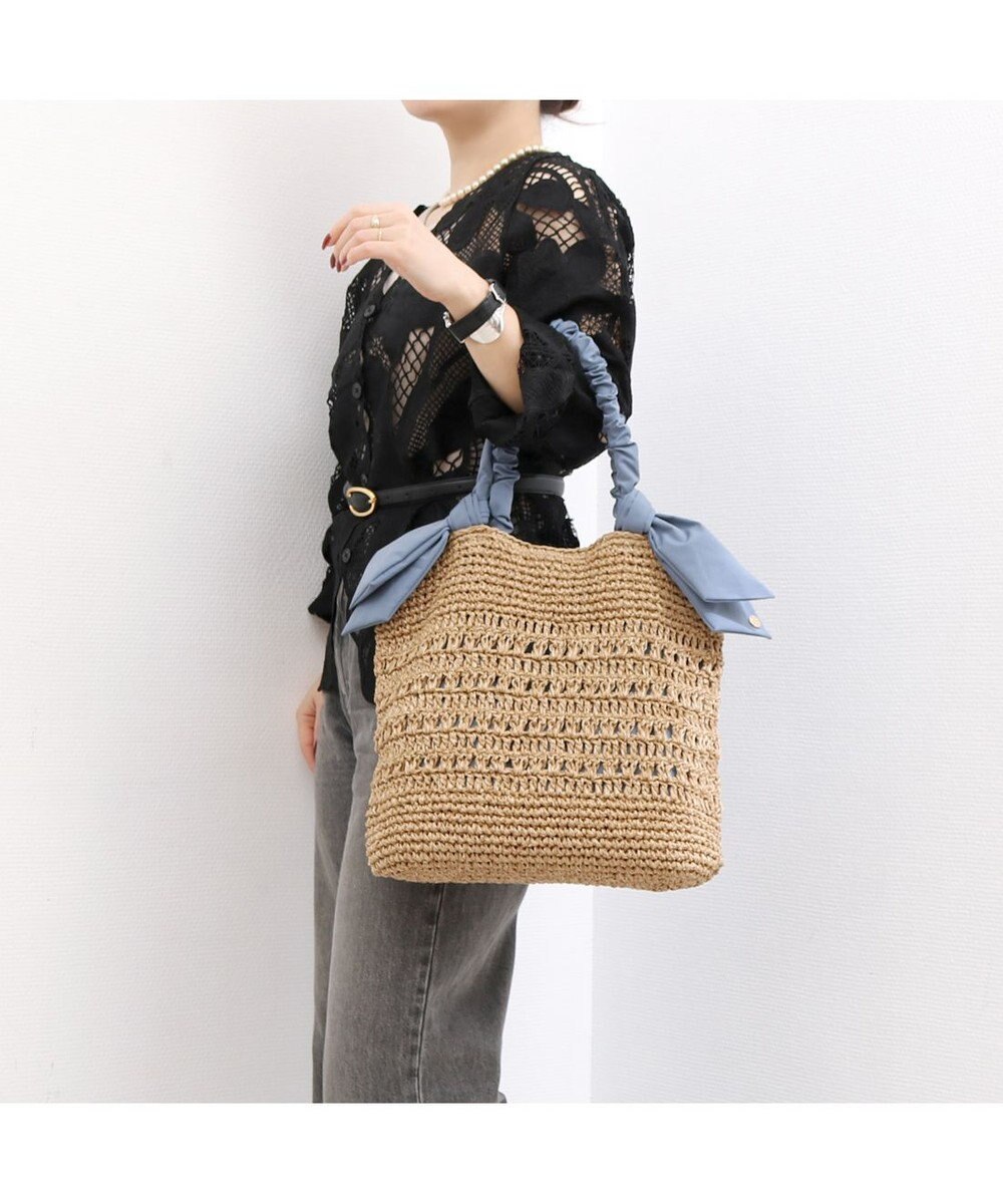 UNBILLION カシュカシュ cachecache / 下がりリボン柄編みトート カゴバッグ 