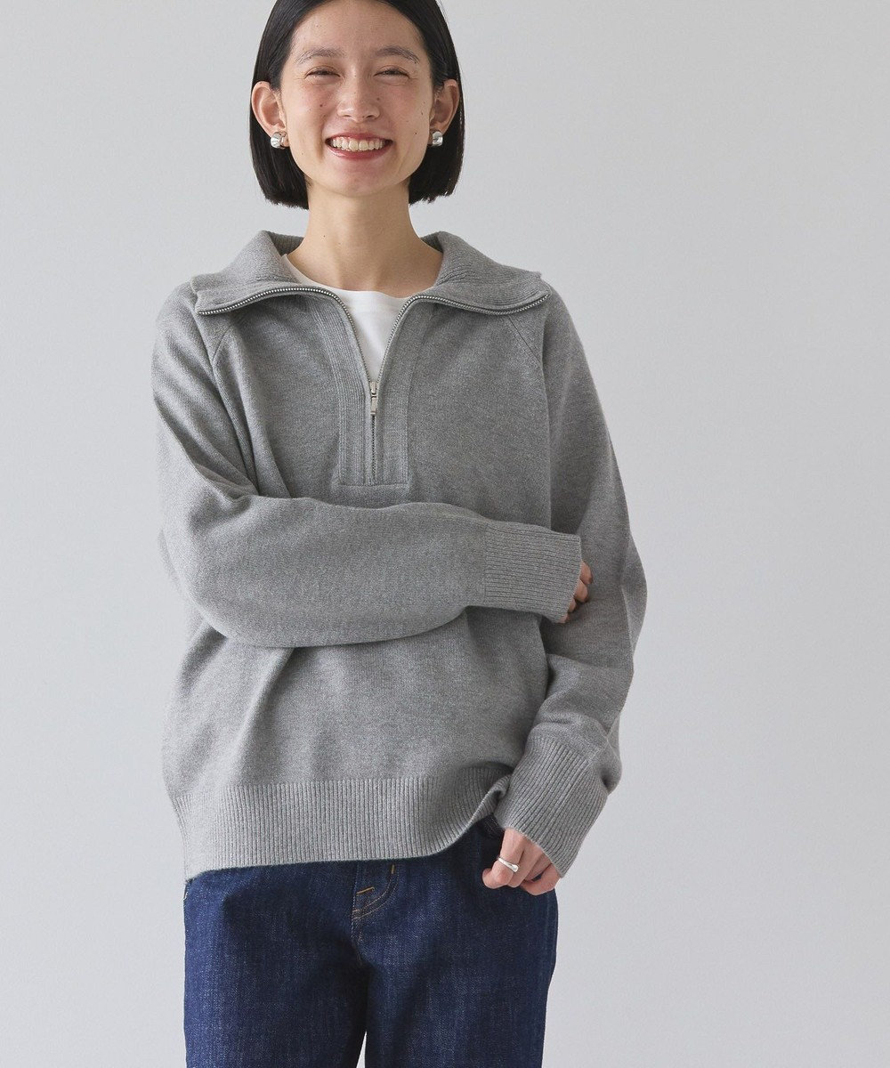 AMERICAN HOLIC バイパチハーフＺＩＰニットプルオーバー Light Gray Mixture