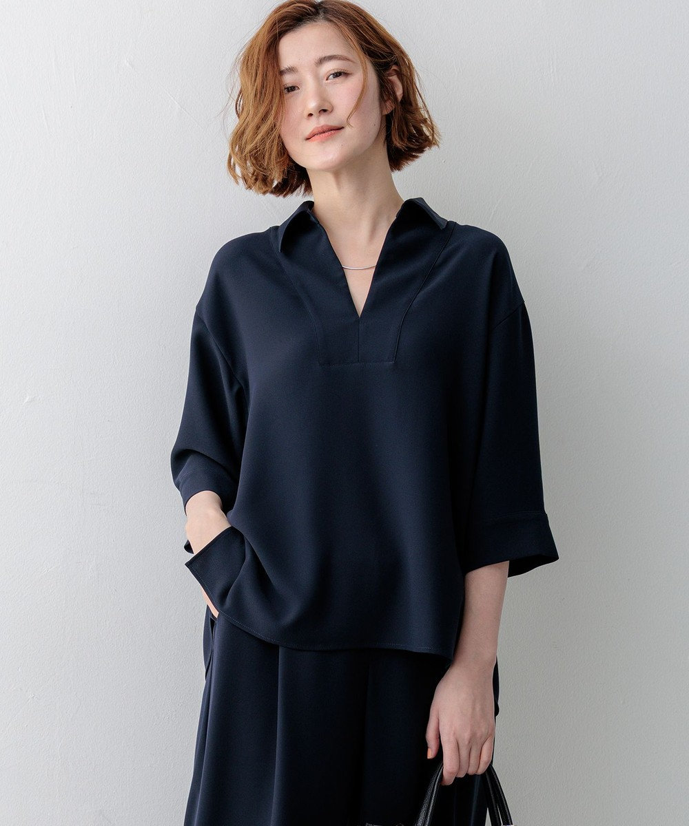 23区 ストレッチジョーゼット スキッパー ブラウス 