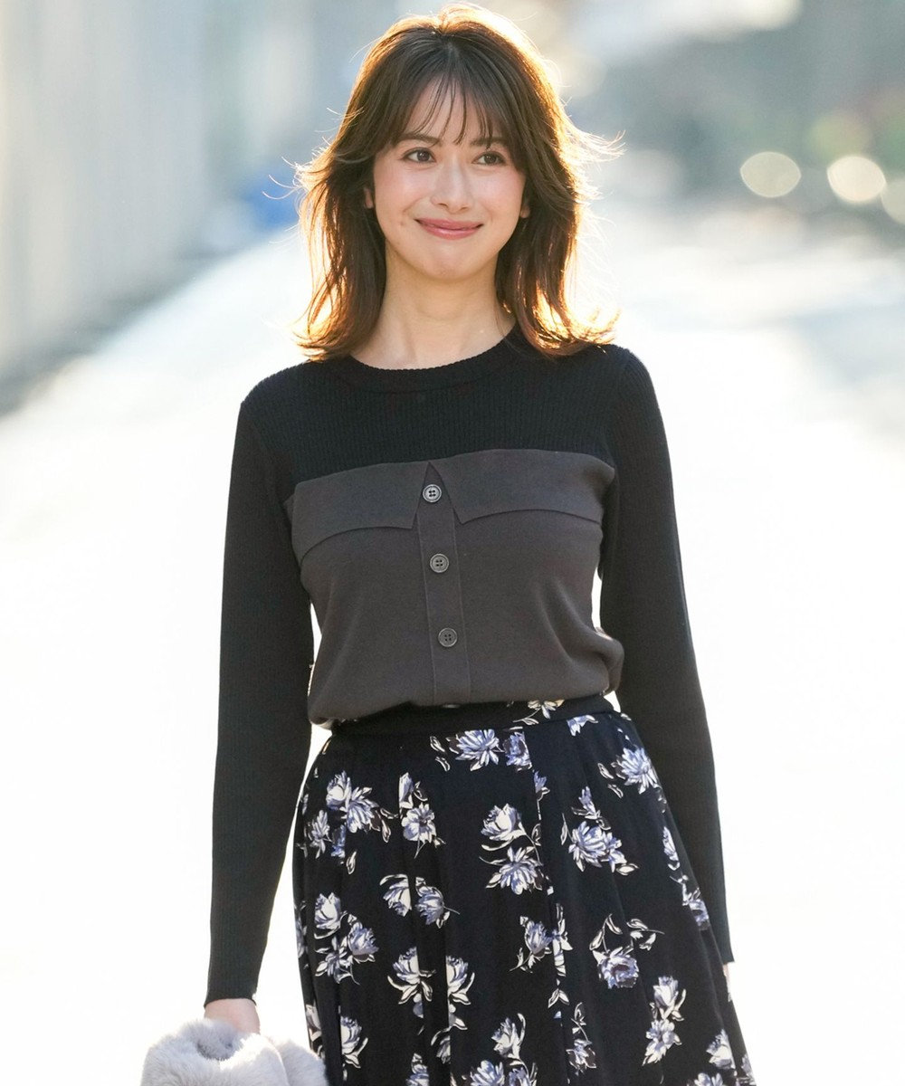 ANY SIS L ビスチェ風 長袖 ニット 