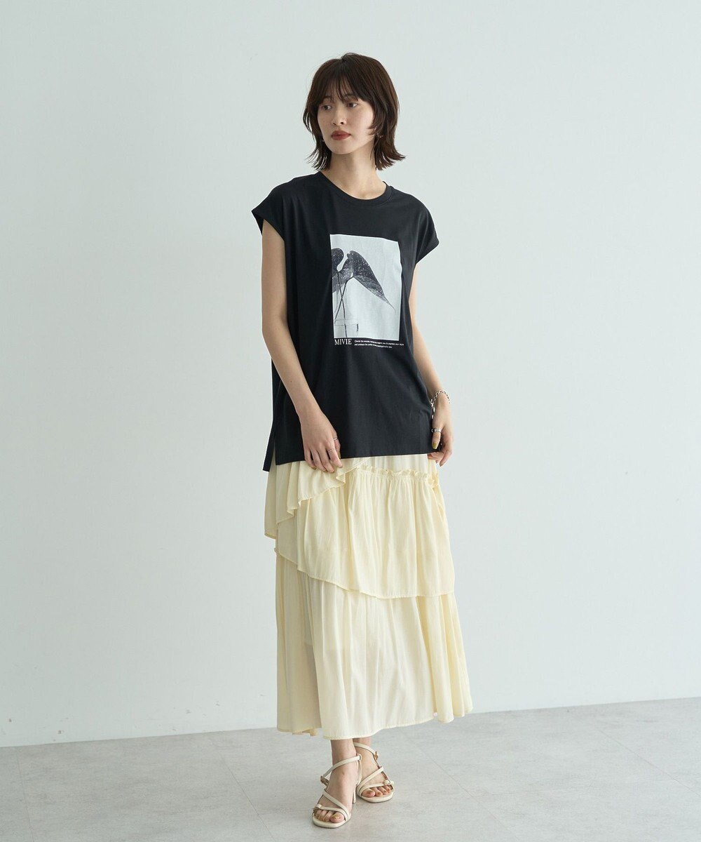 YECCA VECCA アシンメトリーラッフルスカート 