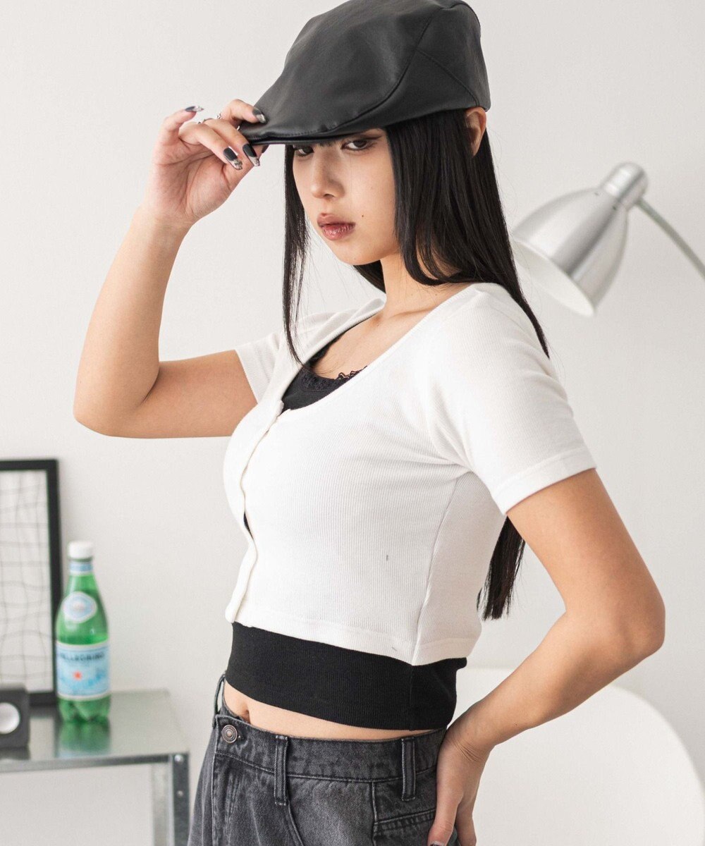 WEGO レースキャミレイヤード風ちびT 