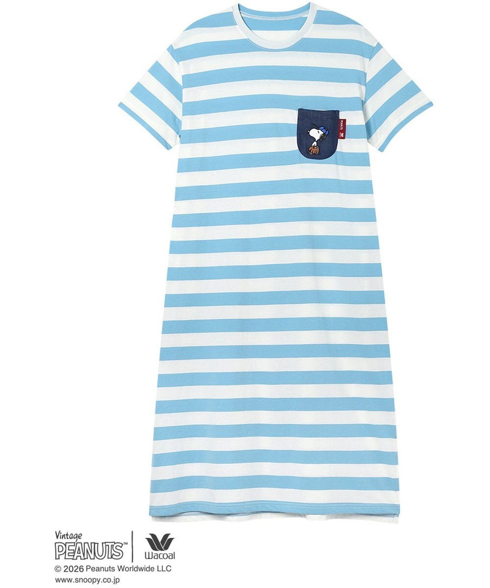 WACOAL PEANUTS ネグリジェ 4分袖 ワンピース 綿100%(本体) スヌーピー レディース FNT166 /ワコール 