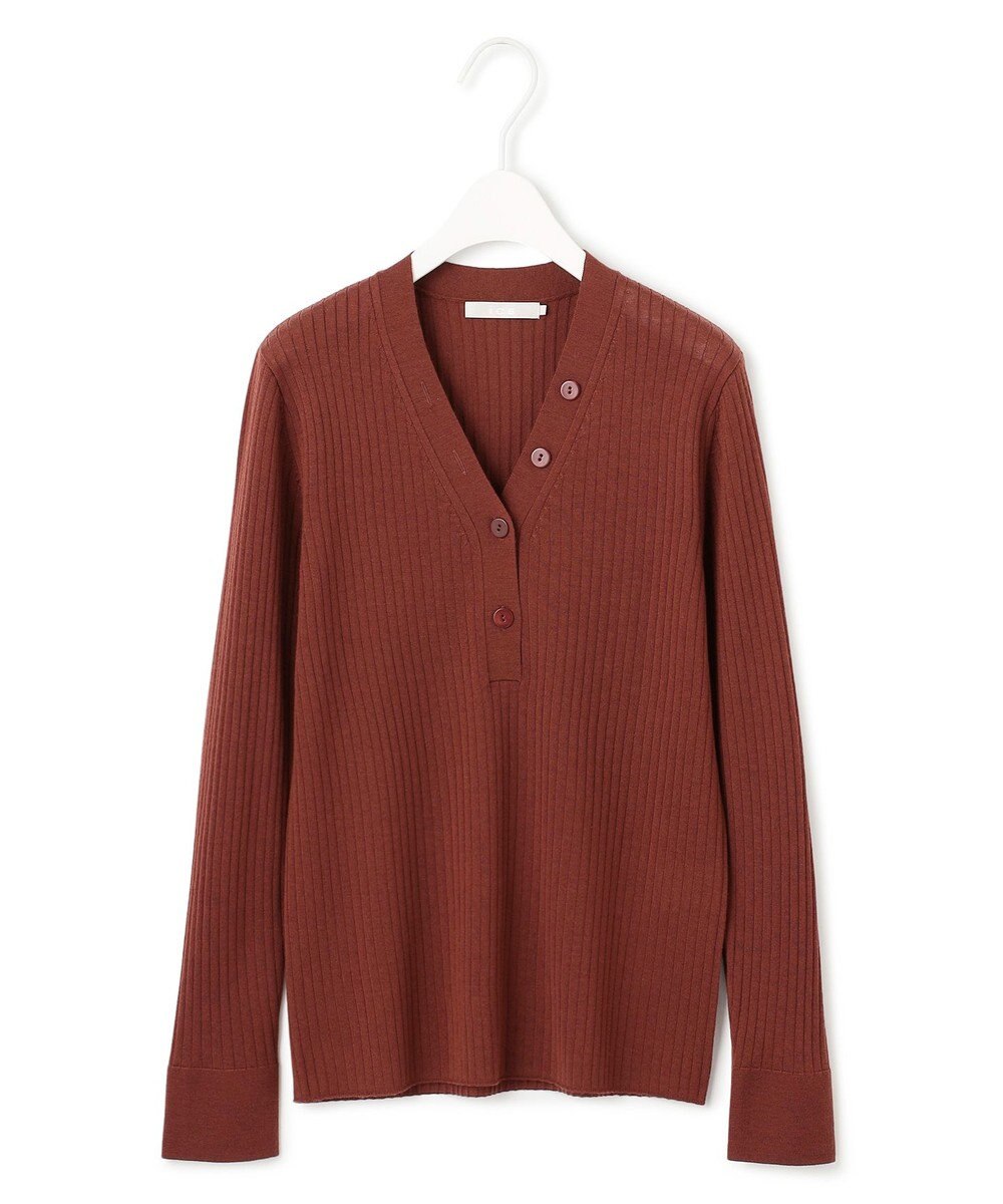 ICB 【洗える】エクストラファインメリノリブ ヘンリーネック プルオーバー 