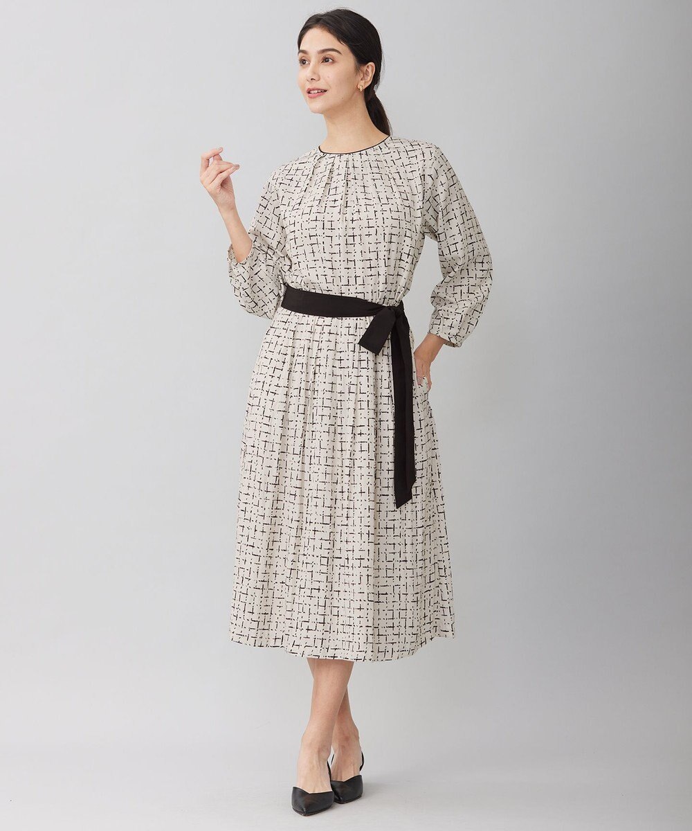 自由区 L 【セットアップ対応・洗える】スクラッチチェックプリント ブラウス 