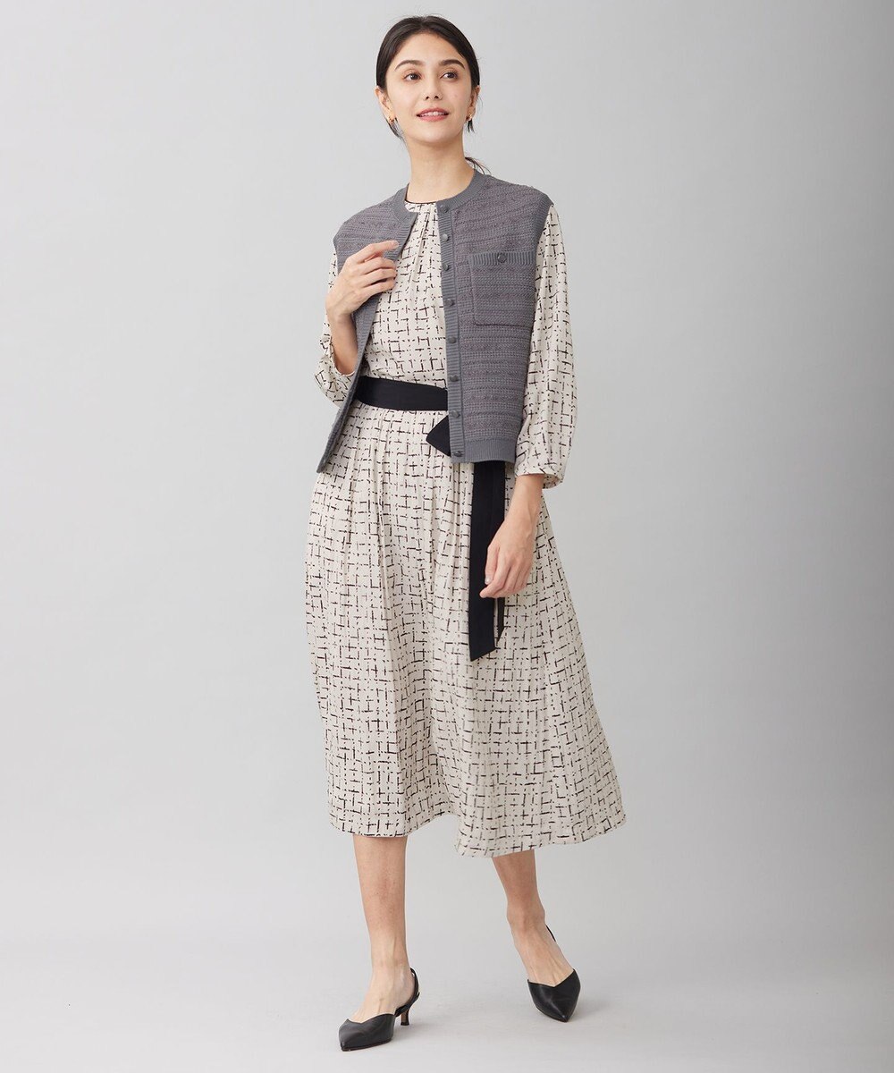 自由区 L 【セットアップ対応・洗える】スクラッチチェックプリント ブラウス 