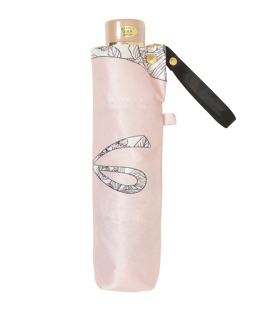 MOONBAT 【簡単開閉】ランバン オン ブルー (LANVIN en Bleu) リボン 花柄 折りたたみ傘 サテンプリント 