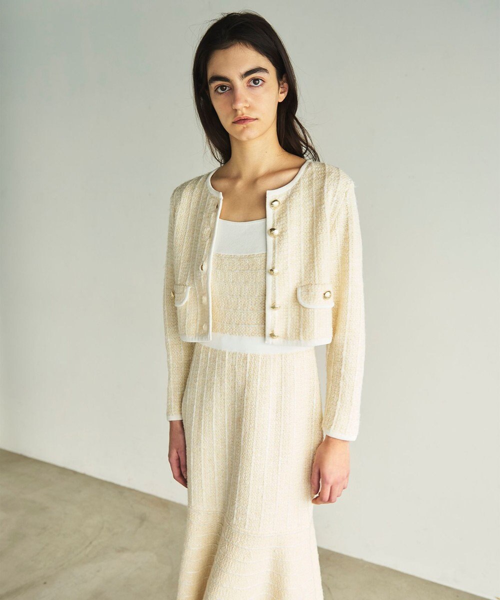 GRACE CONTINENTAL ツイードショートニットカーディガン 