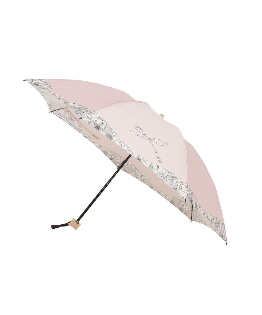 MOONBAT 【簡単開閉】ランバン オン ブルー (LANVIN en Bleu) リボン 花柄 折りたたみ傘 サテンプリント 