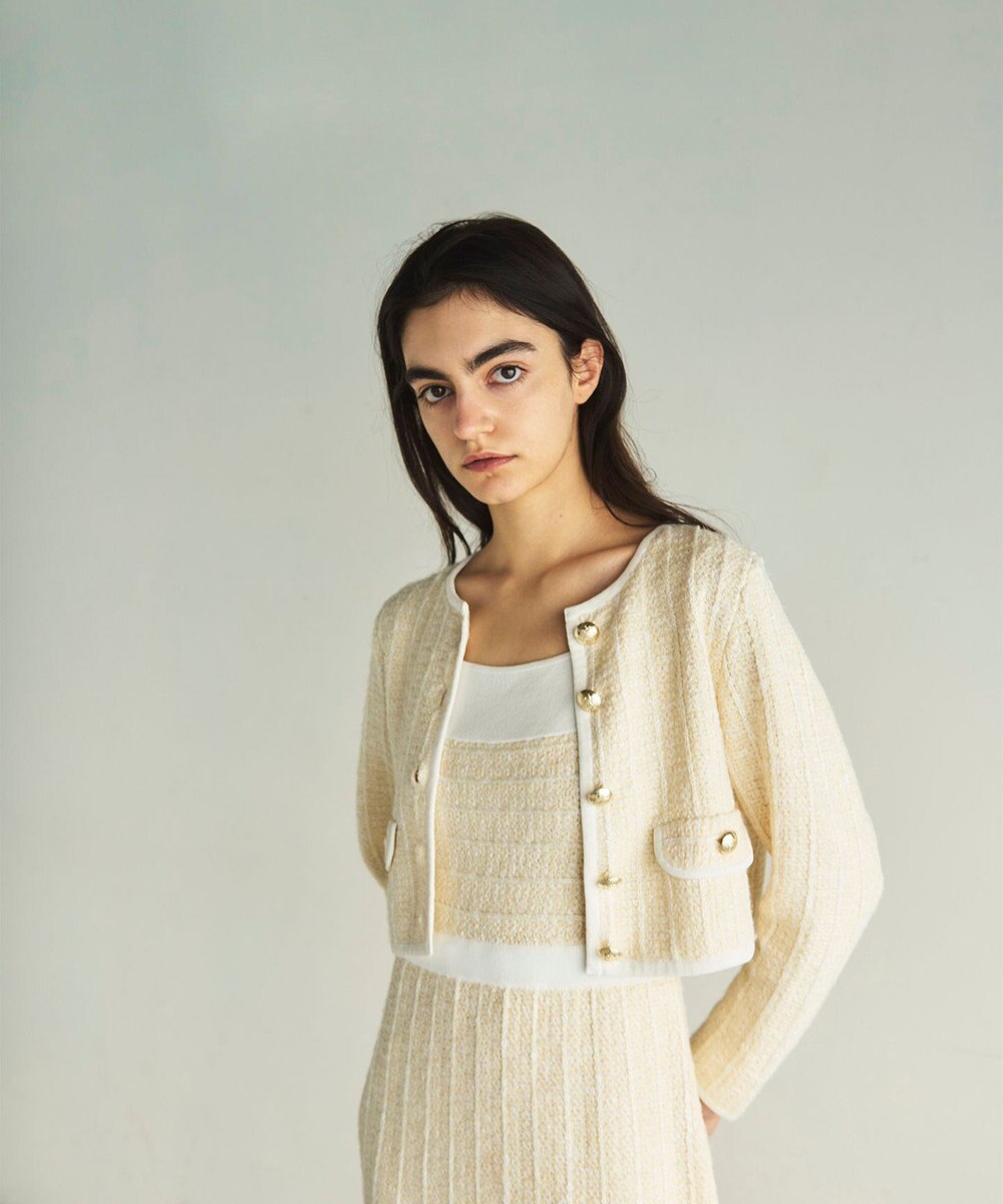 GRACE CONTINENTAL ツイードショートニットカーディガン 