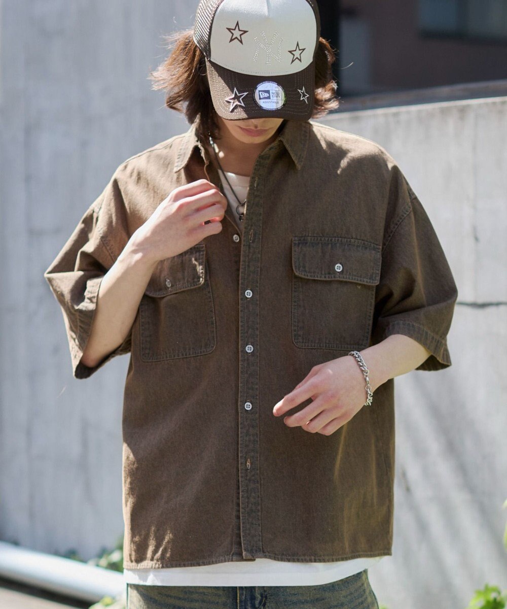 WEGO 【ユニセックス着用ITEM/MLサイズ展開】カラーデニムシャツ（SS） 