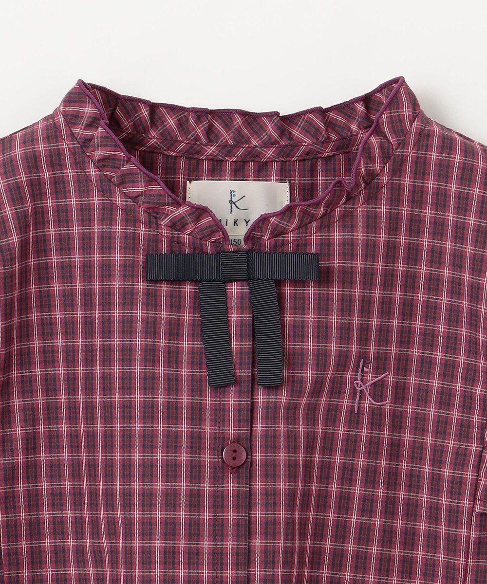 組曲 KIDS 【150-160㎝】チェックラッフル ブラウス 