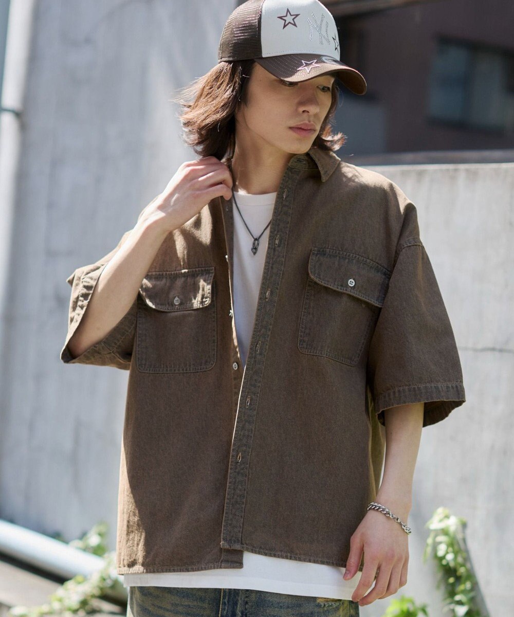 WEGO 【ユニセックス着用ITEM/MLサイズ展開】カラーデニムシャツ（SS） 