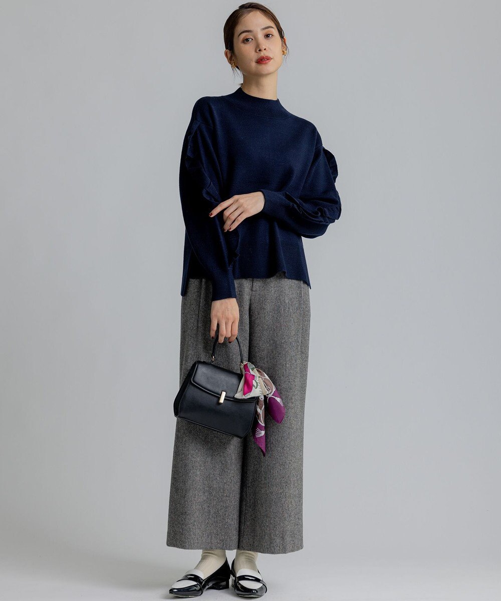 組曲 【WEB限定】袖フリル付きニットプルオーバー 