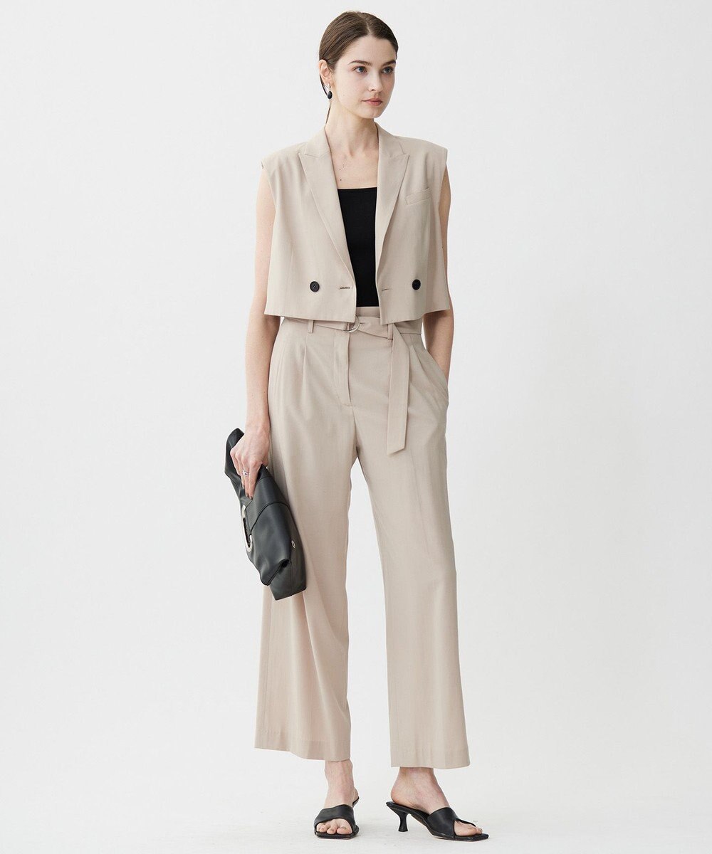 ICB 【接触冷感・UVカット・洗える】 T/Rドライリネン ワイドストレートパンツ 