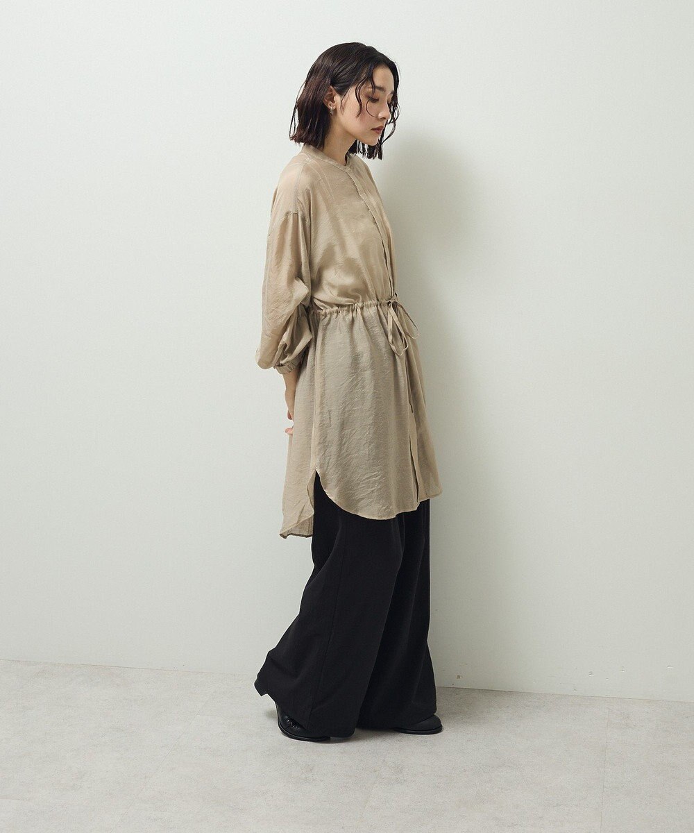 Green Parks バンドカラー比翼タック袖チュニック 