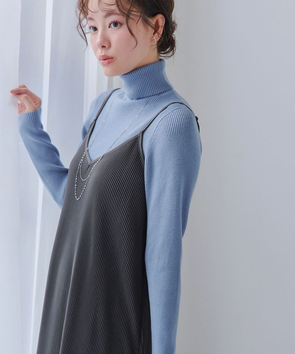 Tiaclasse L 【新色追加・洗える】リブタートルニット 