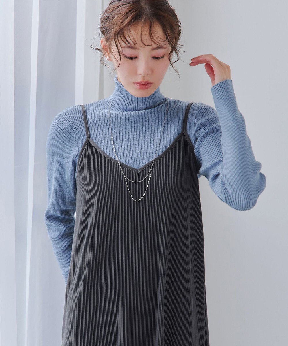 Tiaclasse L 【新色追加・洗える】リブタートルニット 