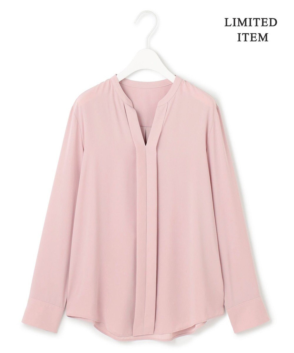 ICB L 【新色追加・WEB限定】BackSatinAmunzen キーネックブラウス 