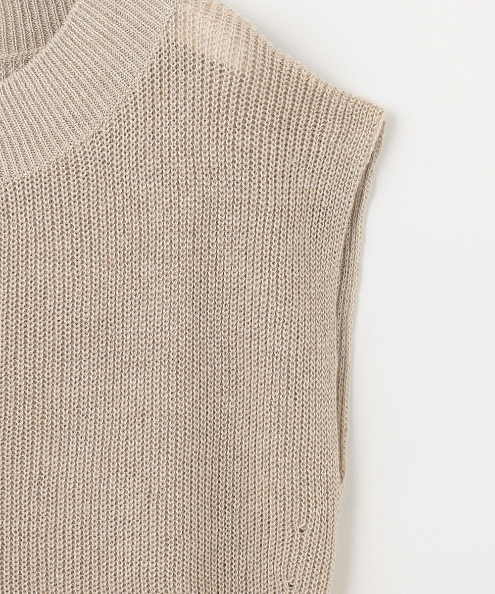 自由区 L 【洗える】リネンミドルゲージ ニットベスト 