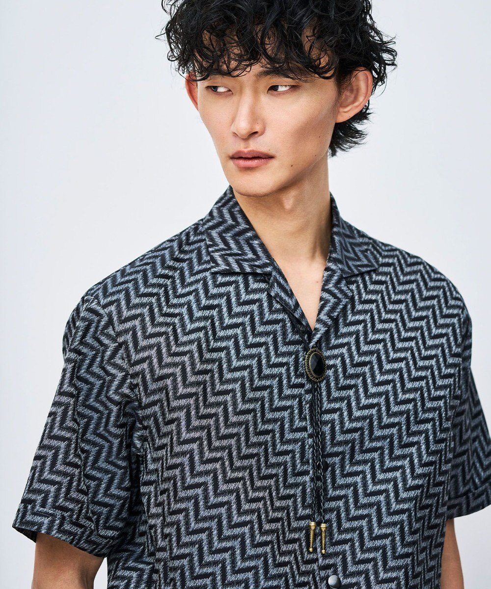JOSEPH HOMME 【HIGH GRADE LINE】カスリシェブロンジャガード　オープンカラー半袖シャツ 