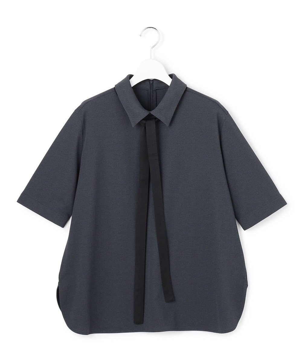 ICB 【先行予約・WEB限定カラーあり】マラボーテライトジョーゼット 半袖ボウタイ付きシャツカラートップス 