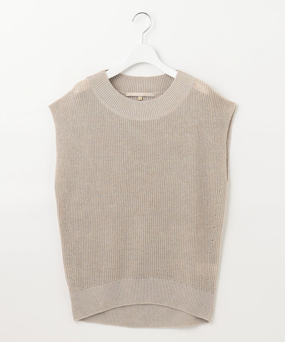 自由区 【XSサイズ～/洗える】リネンミドルゲージ ニットベスト 