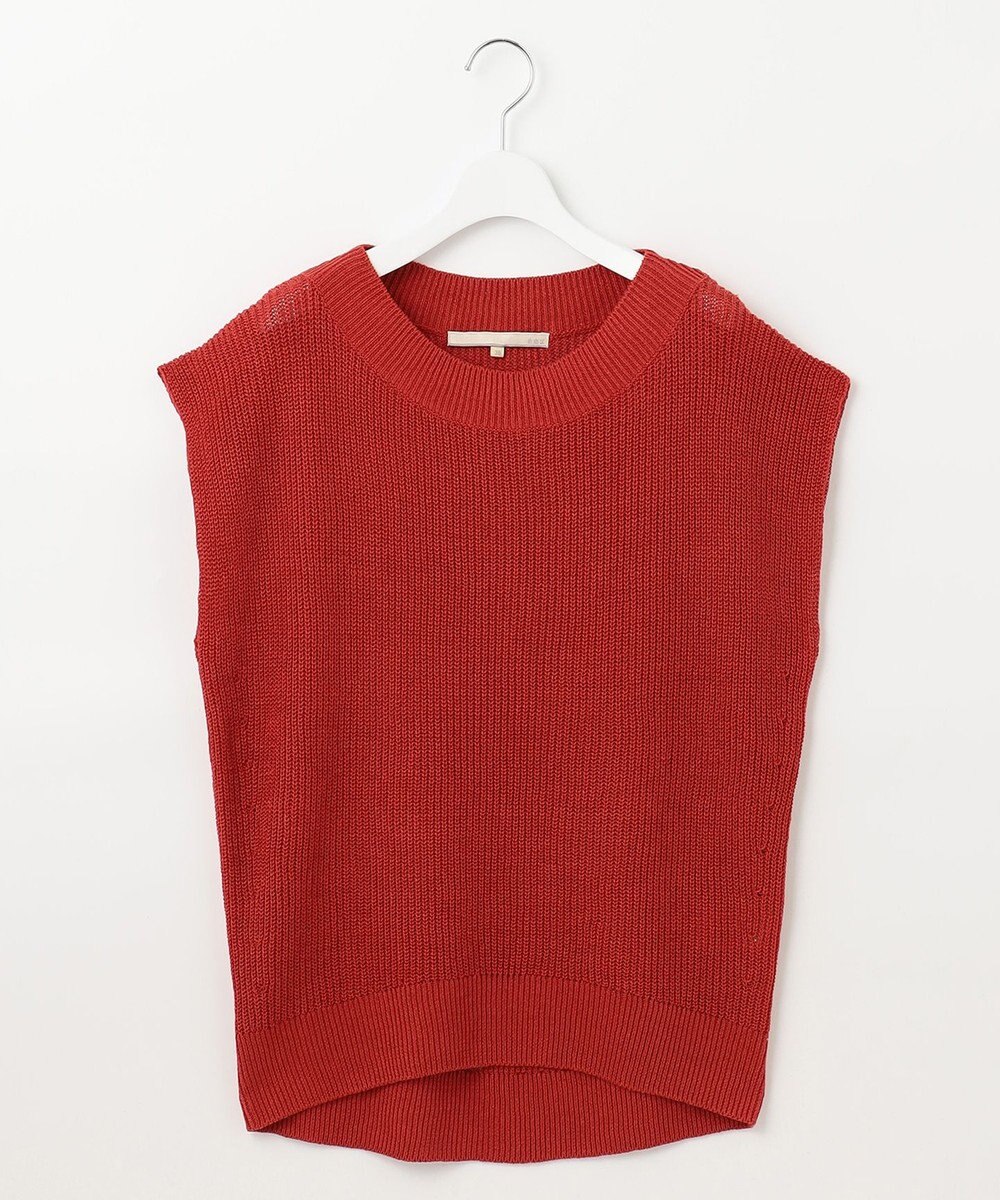 自由区 L 【洗える】リネンミドルゲージ ニットベスト 