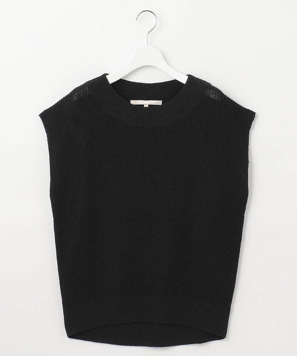 自由区 L 【洗える】リネンミドルゲージ ニットベスト 