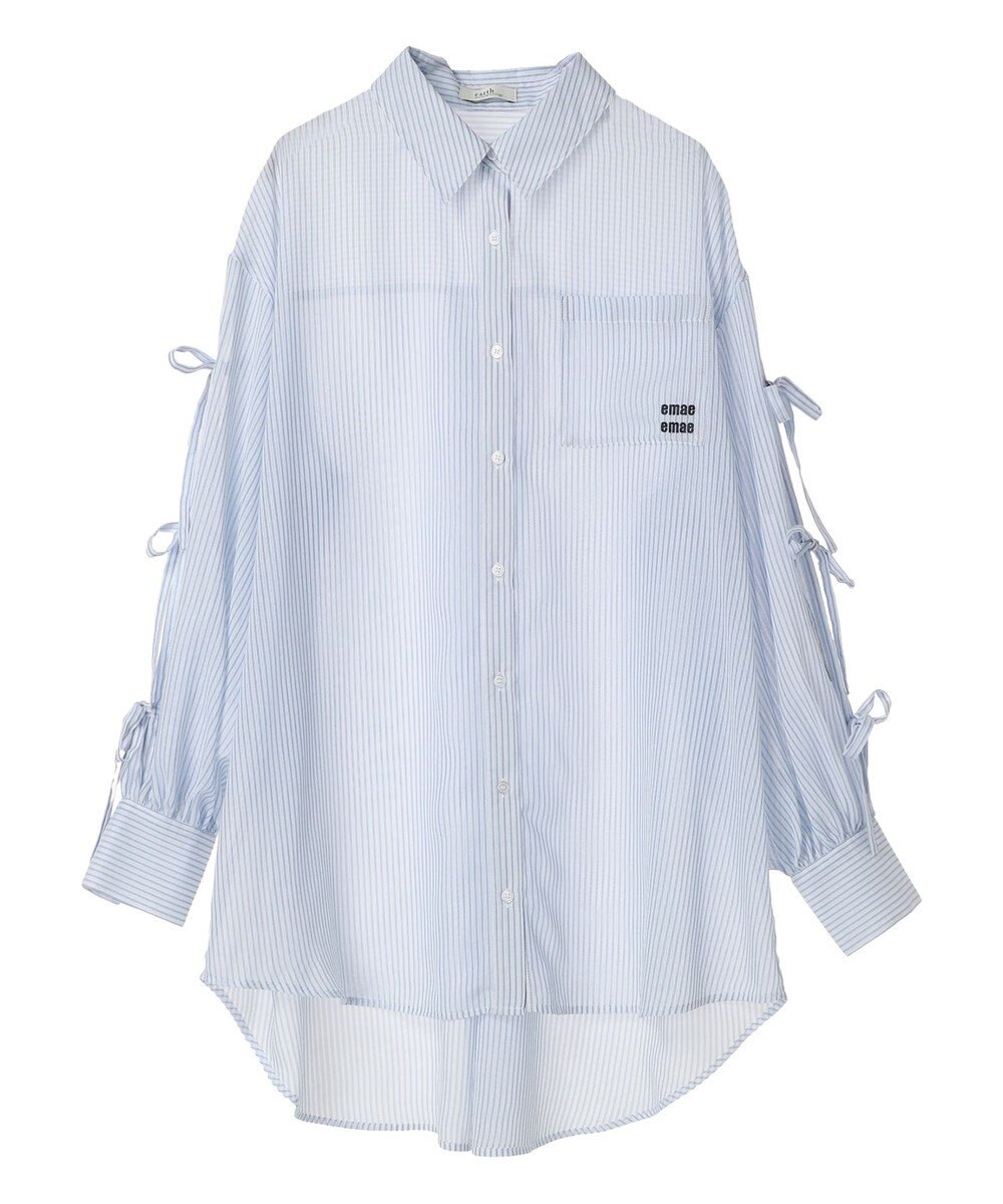 earth music&ecology 袖スリットリボンロングシャツ 