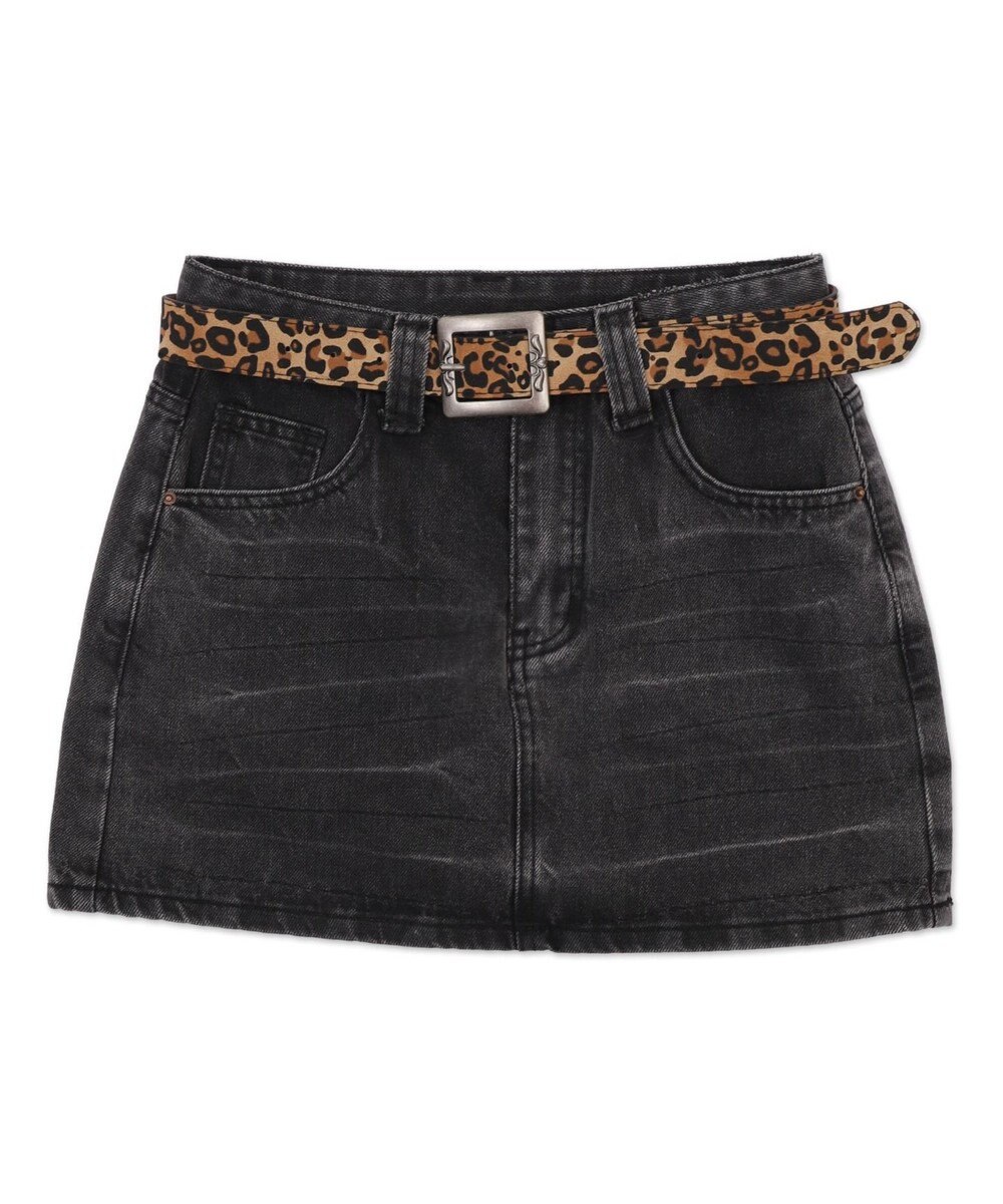 WEGO レオパードベルト付きデニムミニスカパン 