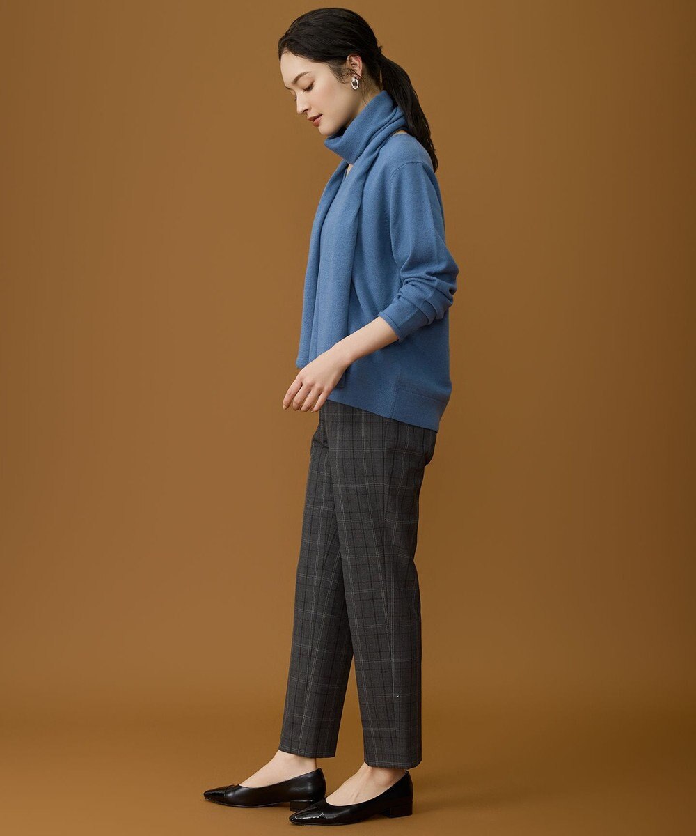 自由区 L 【19号サイズまで展開】TRギャバ裏起毛チェック柄テーパード パンツ 