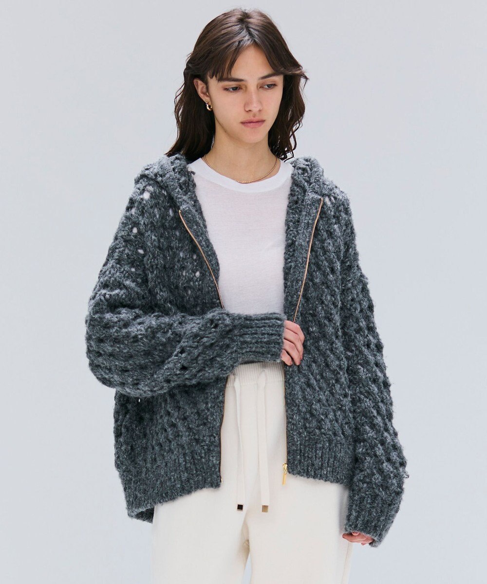 BEIGE， KOKOMO / ウールアルパカメッシュニットパーカー 