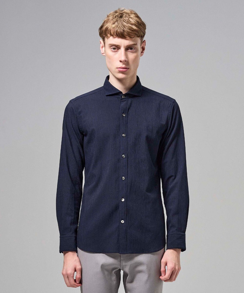 JOSEPH HOMME 【新モデル】トリコサッカーストレッチ 　ホリゾンタルカラーシャツ 