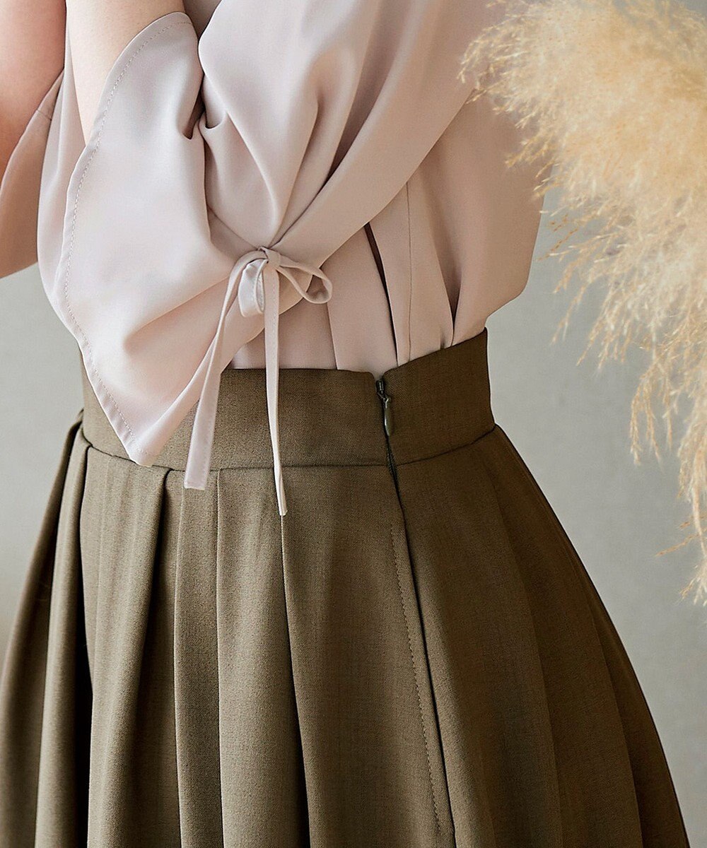 Tiaclasse 【洗える】体型カバーも叶う麻調フレアタックスカート 