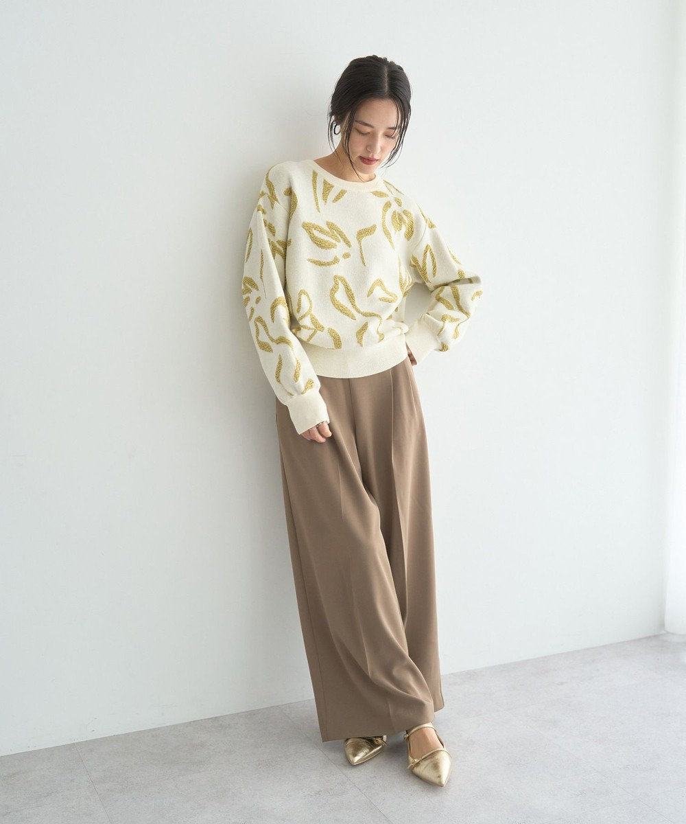 YECCA VECCA アート柄ふくれジャガードニット 